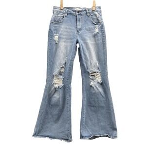 Almost Famous Flare Jeans Womens 9 Wide Boot Cowgirl Western Retro 70s Y2k Rodeo